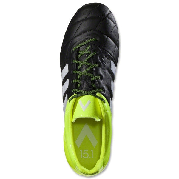 Adidas ACE 15.1 <br> FG/AG Leather (Black/White/Solar Yellow)