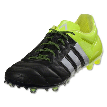 Adidas ACE 15.1 &lt;br&gt; FG/AG Leather (Black/White/Solar Yellow)